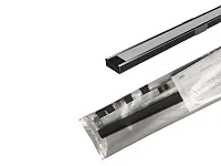 17.800.00.443 / 19.143.39.785 Профиль алюминиевый КСС 1506W ЧЕРНЫЙ, наклад, 2м, диффузор плоский полуматовый, 4 клипсы, 4 заглушки с отверстием чёрные.