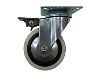 Опора колесная 353, нагрузка 45 кг, d75 мм, h105 мм, резина, серый, со стопором