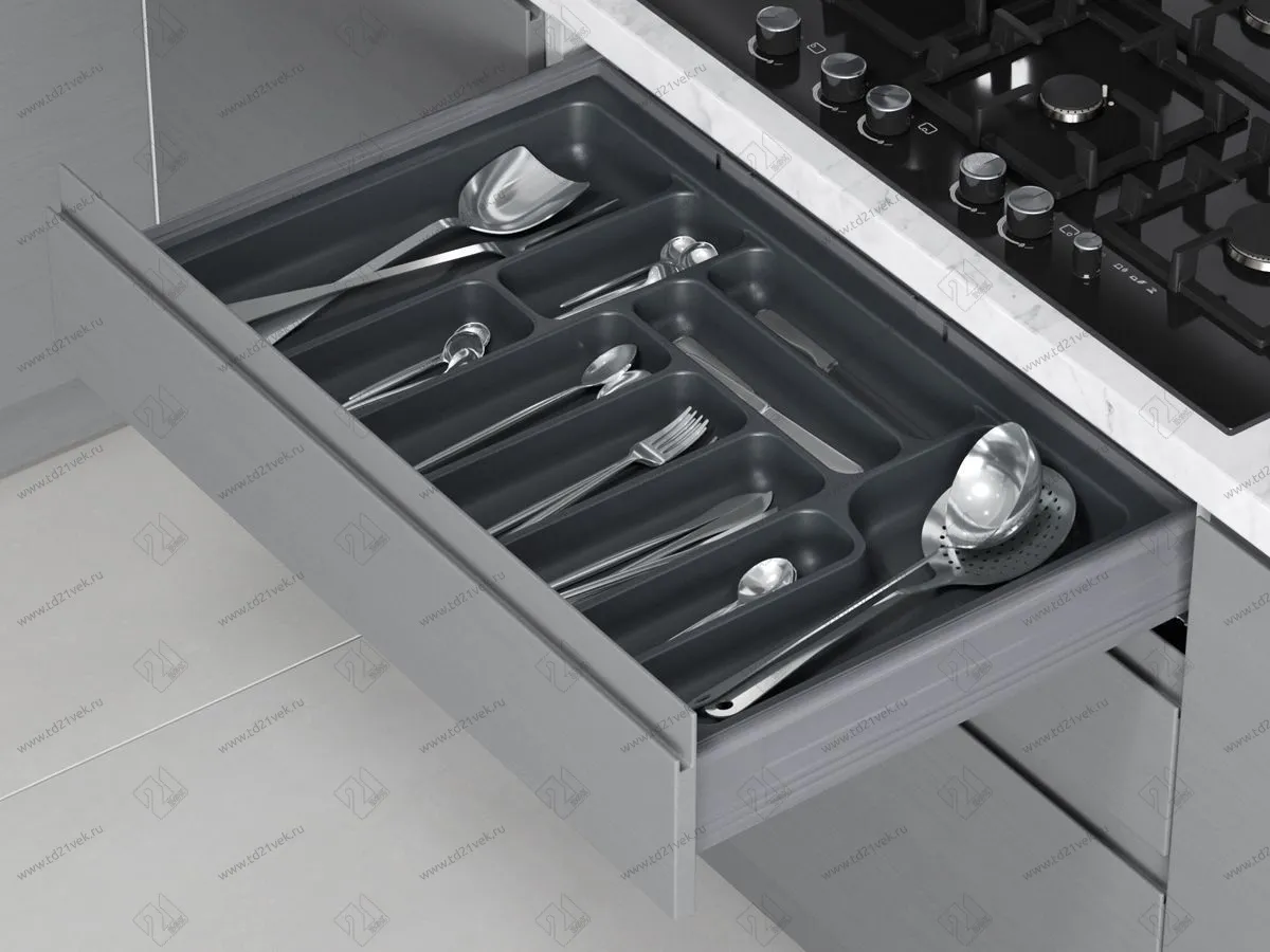 S-2290-A Лоток для столовых приборов в базу 900 мм, Starax, (840x490x55 мм), антрацит 4