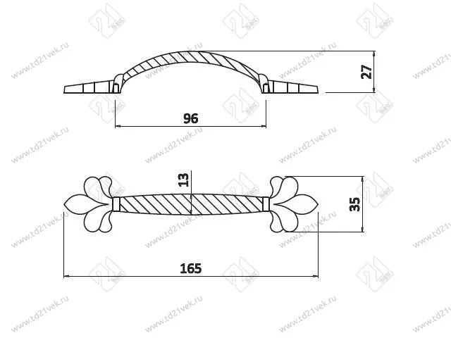UZ-ROYAL3-96-10-03 Ручка GTV ROYAL3 C=96мм, белый/золото <25> 3