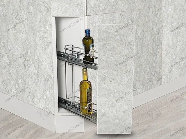 S-2601-C Бутылочница 150, Starax, 2-х ярусная, направляющие Blum Tandem, (106х465х495 мм), частичное выдвижение, правая 1