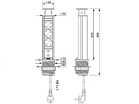 11.103.09.013 Блок розеток выдвижной POP-UP+2 USB BLACK Compact, чёрный
