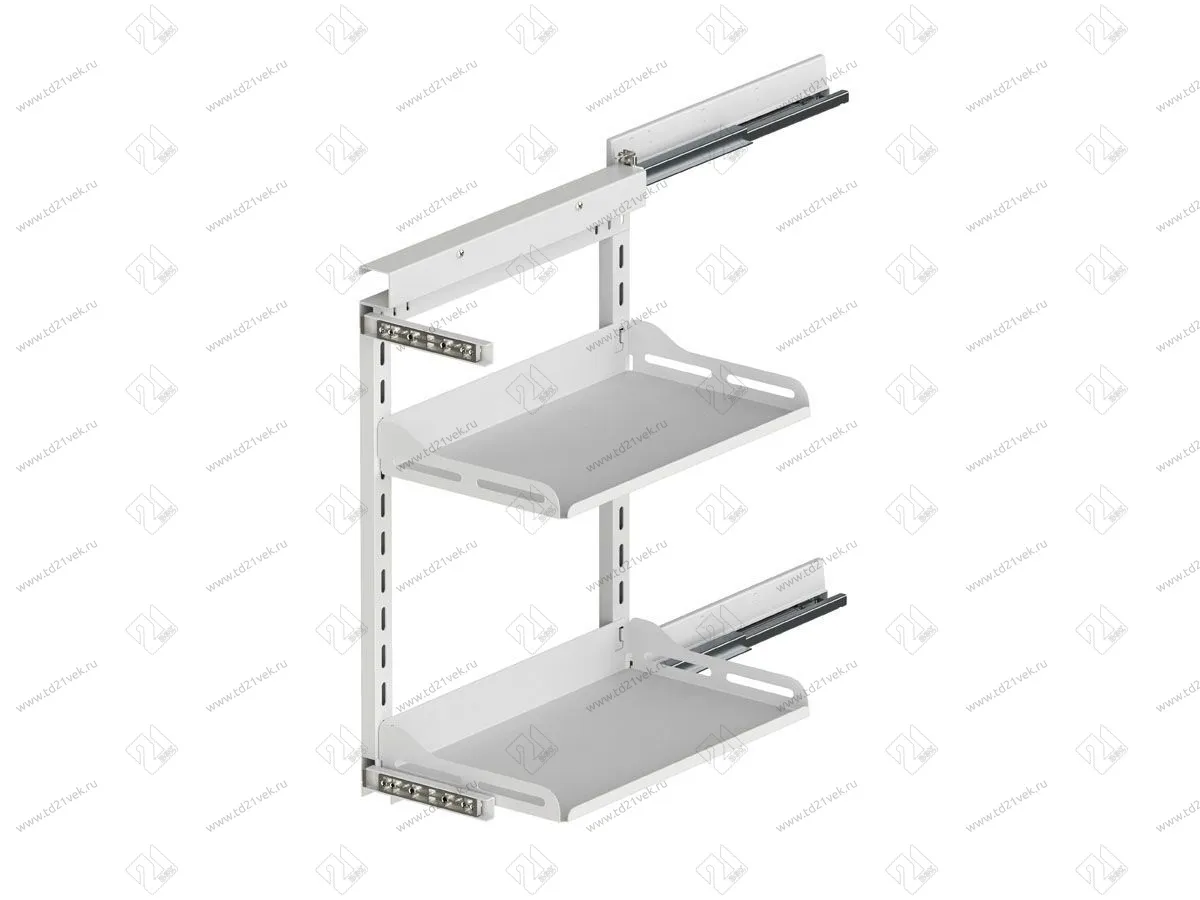 S-2792-US-W Бутылочница 350, Starax, 2-х ярусная, направляющие Blum Tandem, (305х470х635 мм), с доводчиком, полное выдвижение, правая, белая 2