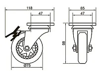 Опора колесная 373 <100> нагрузка - 50 кг d=75, h=98