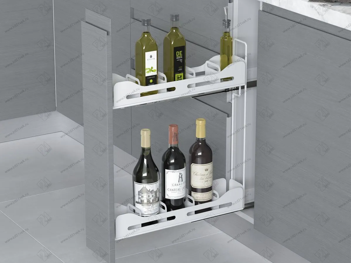 S-2662-US-W Бутылочница Starax шир. 150 (108х475х556) выдвижение левое, белая 1