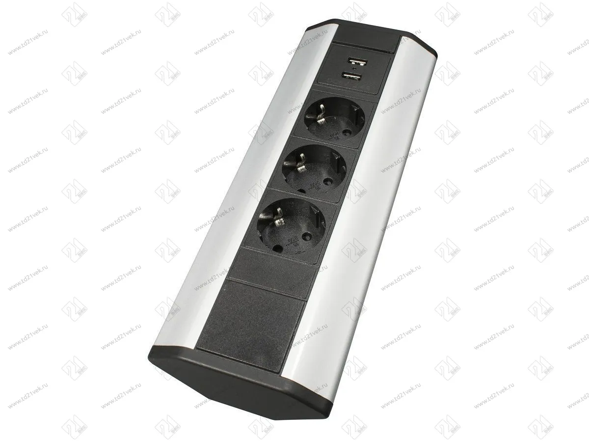 11.107.03.012 Блок розеток угловой TRINGLE-U, серебристый 1