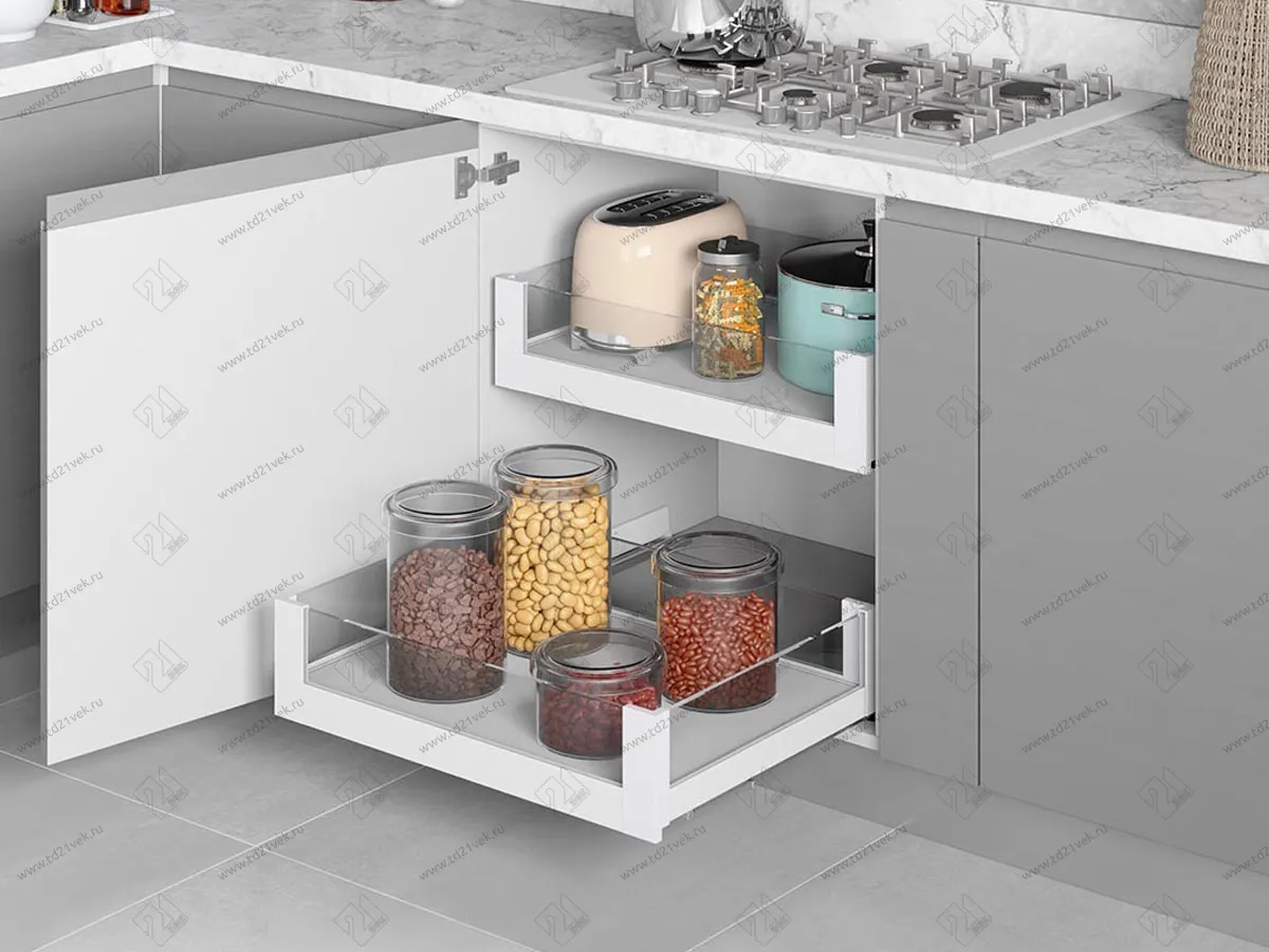 S-2336-Р-W Выдвижная корзина для распашных фасадов Starax шир. 600 (564х475х150 мм), премиум, белая 1