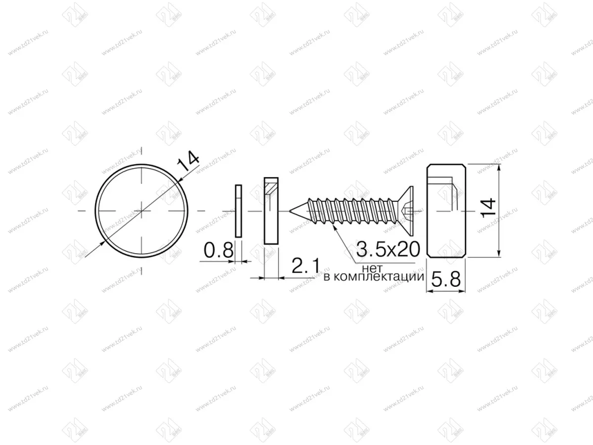 Зеркалодержатель, d=14мм, сталь, хром (1 компл = 4шт) 2