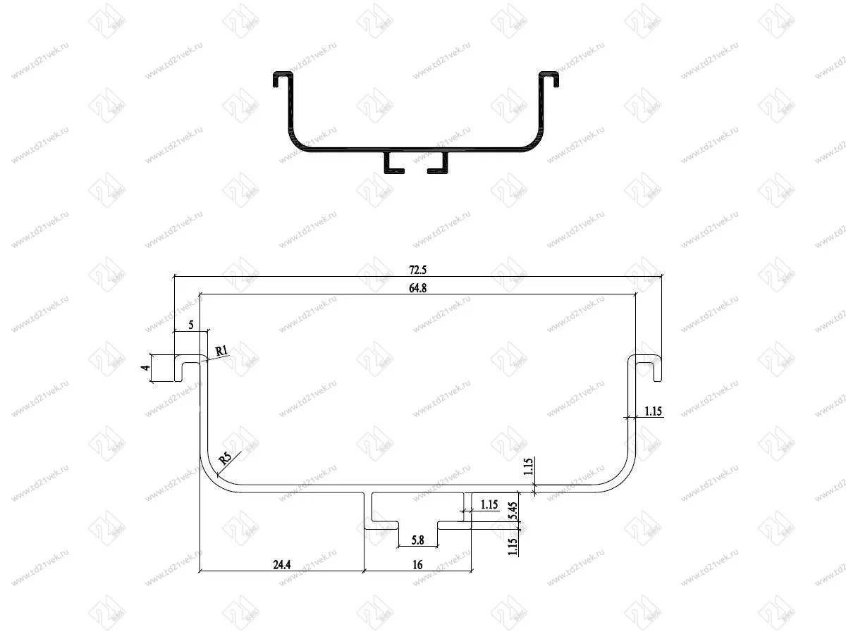 С-образный профиль-ручка L=3000  Алюминий  ALK0762 < > 2
