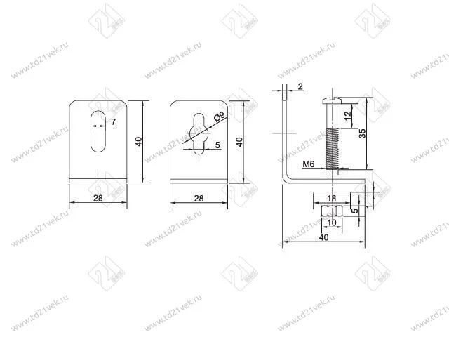 Подвеска мебельная 5.1ж 0.1 широкая (угловая в сборе) , цинк (50/100) <300> 2