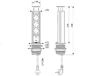 11.103.08.012 Блок розеток выдвижной POP-UP Compact, серебристо-чёрный