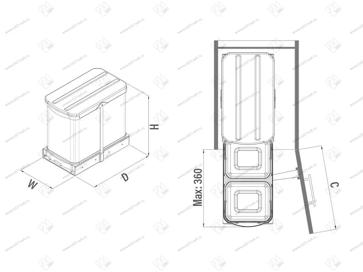 S-2396-G Система сортировки в базу 400 мм, Starax, 12+12 л, (260x440x400 мм) 3