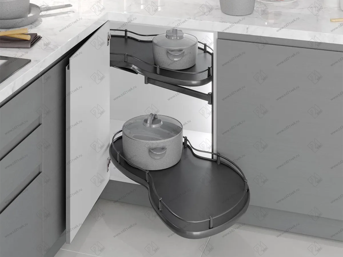 S-3014-A Волшебный угол "Лепесток" в базу 450 мм, Starax, (850х475х600 мм), правый, антрацит 1