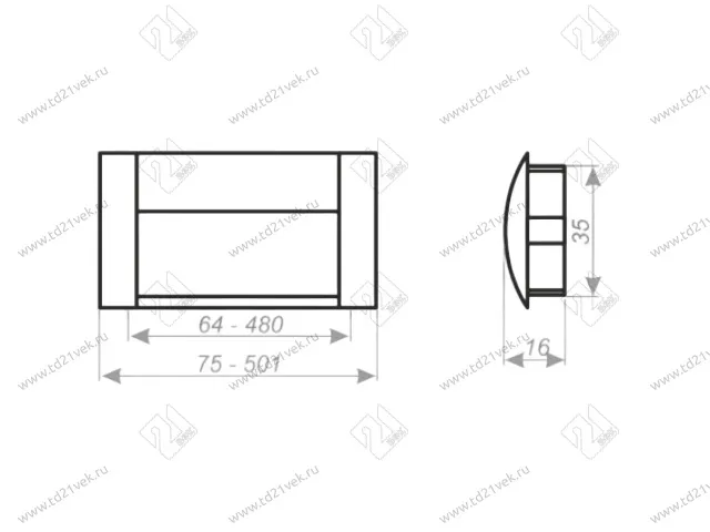 Ручка-раковина 96мм (L109мм) алюминий матовый 2