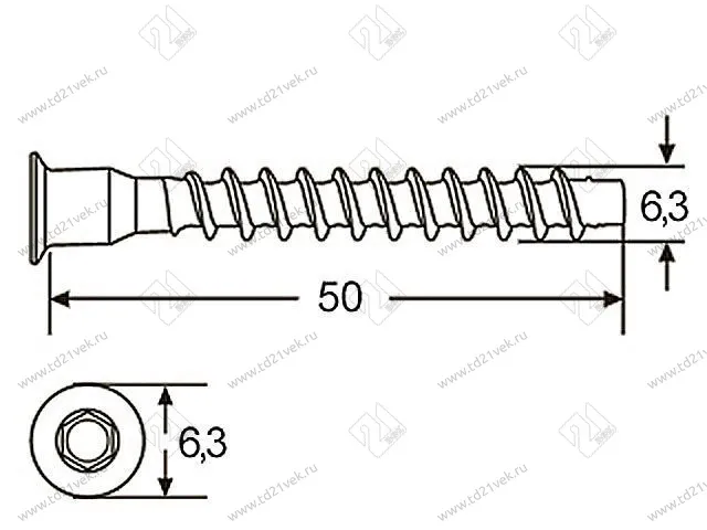 KF-01-650 Евровинт, 6,3х50 мм <3000> 2