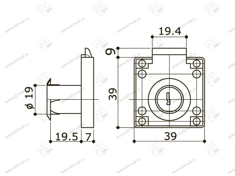 Замок №338 DL (квадратный) хром (полуавтомат) <12/240> 2