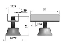 Опора регулируемая П-образная серая, М8, d27, h15-30мм, для плиты 16мм