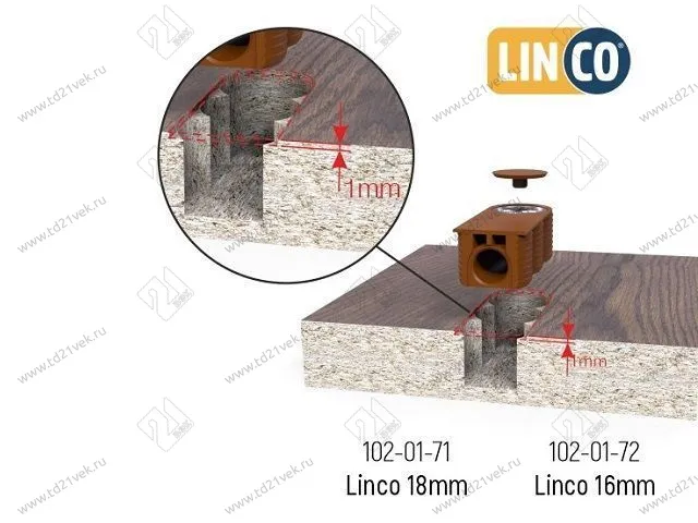 102-01-72-302 Стяжка Mesan Linco 16мм d18хh13,5мм (корпус/эксц./заглушка), белый <500/3000> 3