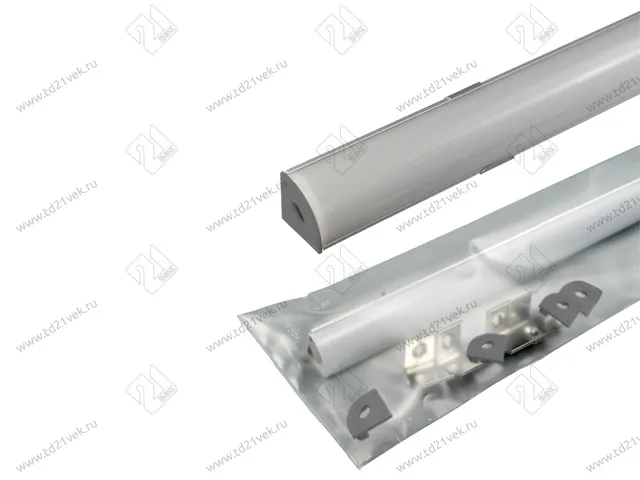 19.143.39.791 Профиль алюминиевый КСС 1616W угловой L=2м, диффузор молоч 80%, 4кл+4загл+угл.соед 90г 2