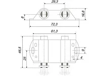 MH02/Bl Магнитный держатель для 2 стекл. фасадов (черный) <125/500>