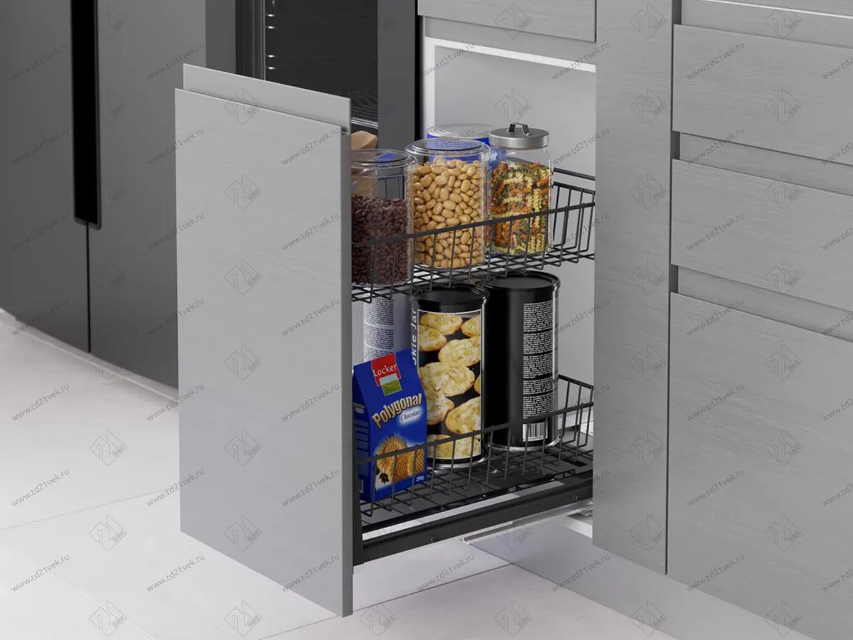 S-2192-A Выдвижная корзина Starax 2-х.ярусная,шир.300 (258х520х490) с доводчиком 1
