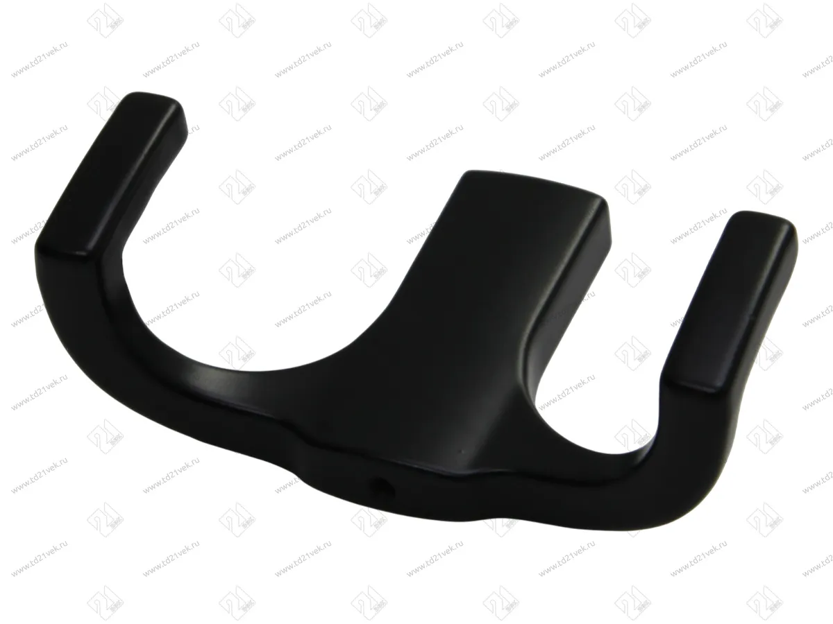 Крючок двухрожковый, черный матовый, V LORD, в комплекте: саморез 2 шт., крепёжная планка, ключ 1