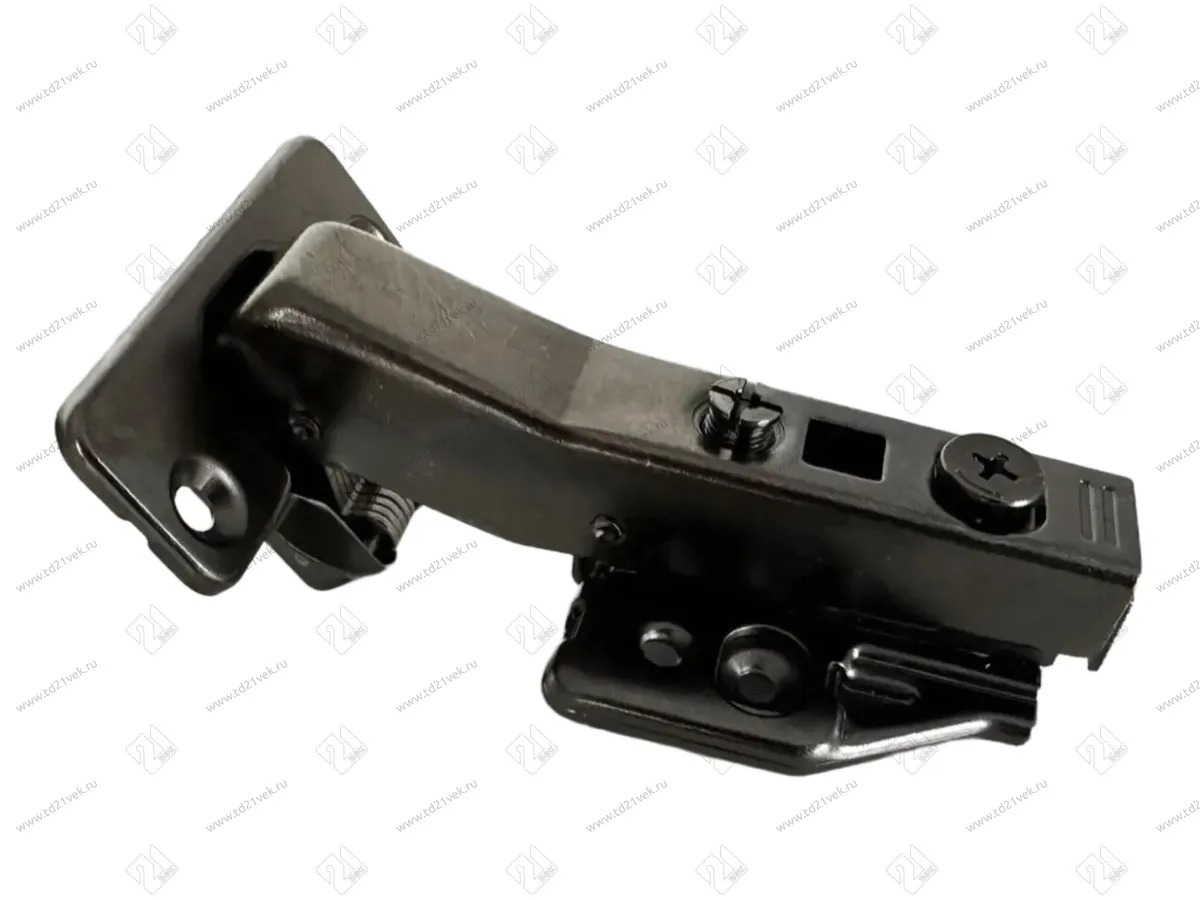 Петля угловая +45°, 48мм, планка Н=2, 3D, CLIP-ON, 2 накладки+4 самореза, с доводчиком, черный 3