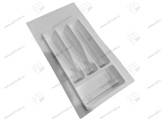 Лоток для столовых приборов в базу шир.300-350 PP (214/270*429/490*45мм) с насечками, белый <1/50> 1