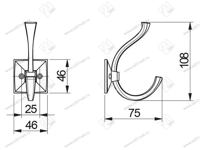 WZ-MADRYT-07 мебельный крючок MADRYT , античное серебро  <15> 2