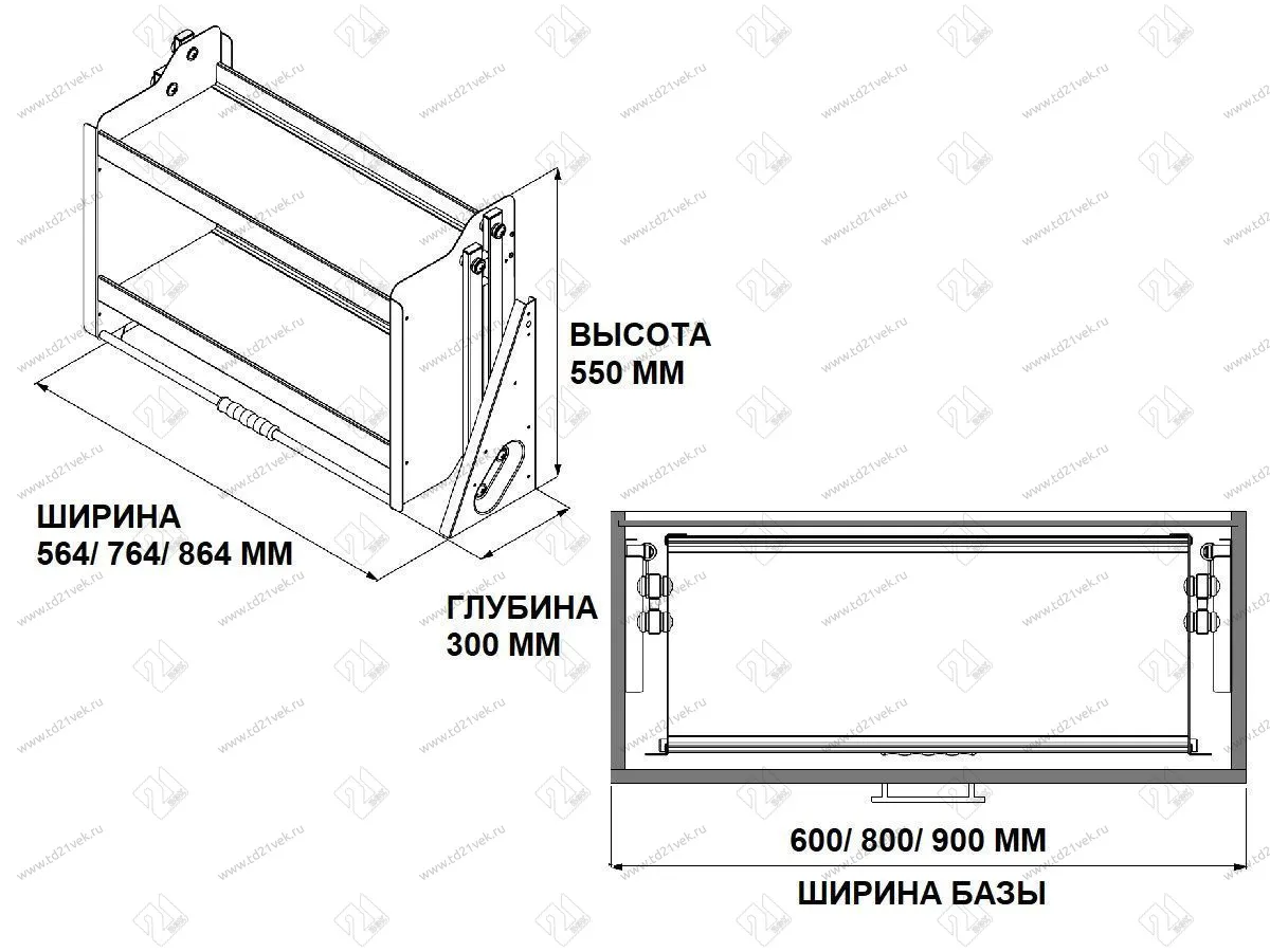 S-5193-A Выдвижная полка в базу 900 мм, Starax, (864x300x550 мм), антрацит 3