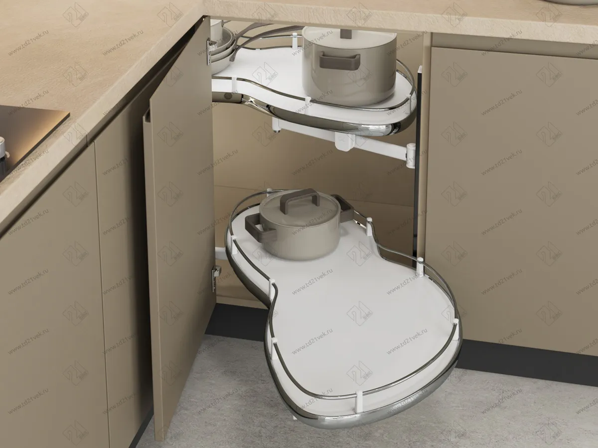 S-3104-C Волшебный угол "Лепесток" в базу 400 мм, Starax, (800х400х600 мм), правый, хром 1