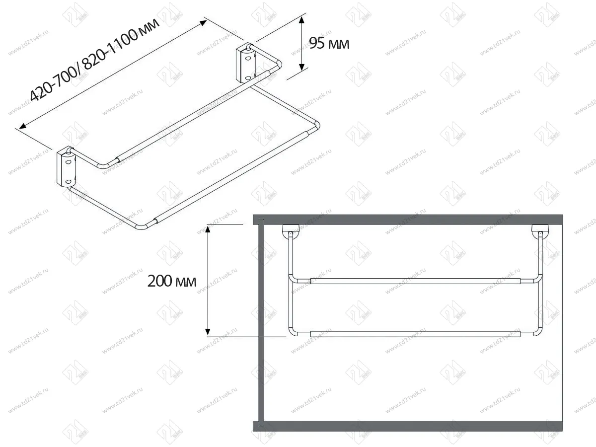 S-6112-C Полка для обуви раздвижная Starax, (820-1100х200х95 мм) 6