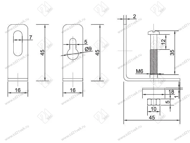 Подвеска мебельная 5.1ж 2.0 узкая (угловая в сборе), цинк (50/100) <300> 2