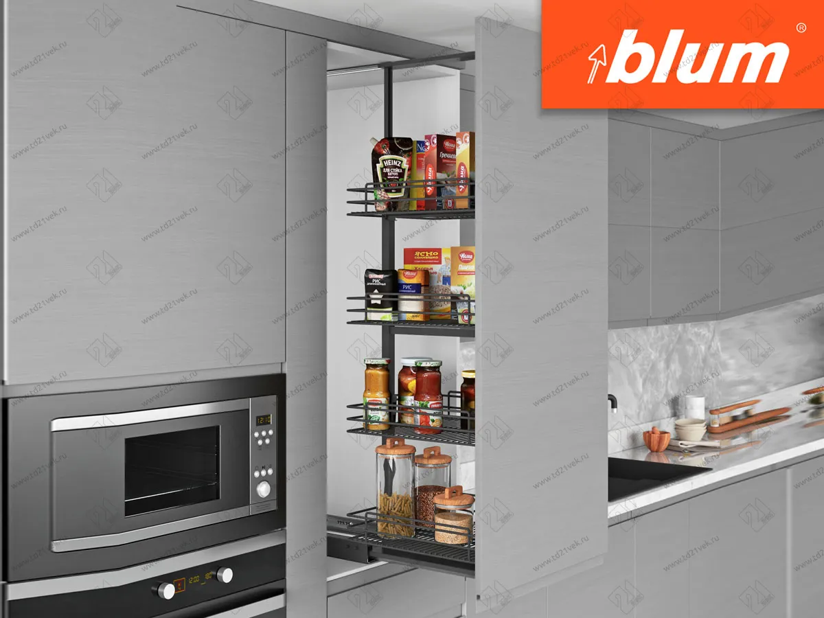 S-1928-A Шкаф-колонна в базу 450 мм, Starax 6-ти ярусная, (380х510х1850-2000), антрацит 1