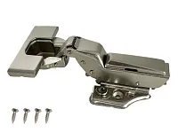 Петля вкладная 16мм (16-25мм) 48мм, рег.6-7мм, планка Н=2, 3D, CLIP-ON, 2 накладки+4 самореза, с доводчиком, никель