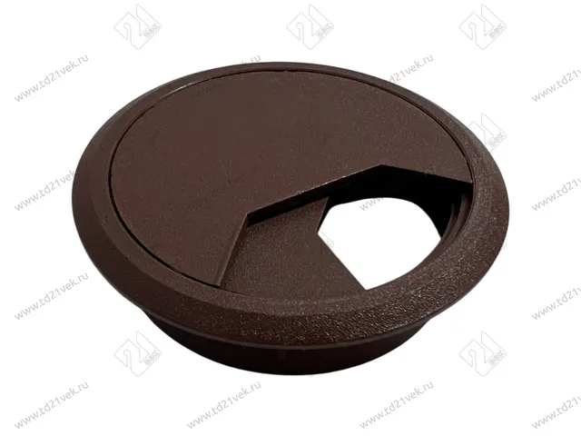 Заглушка кабель-канала, пластиковая, круглая, d=60 мм, коричневая 1
