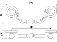RS091AB.3/78 Ручка-скоба C9120 78мм, старинная латунь <50>