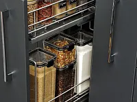 Бутылочница 150 правая (448х108х535мм) на скрытых направляющих с доводчиком, хром крашенный / двухуровневая корзина