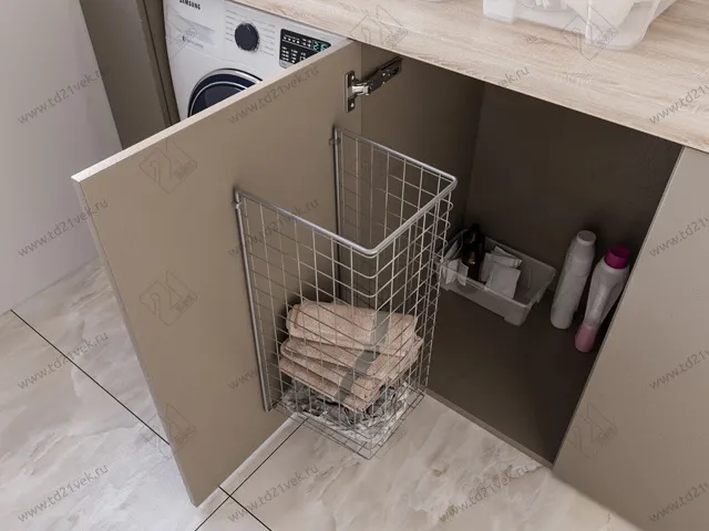 Корзина для белья в базу 400 мм, 340х525х230 мм, металлик, с креплением на дверцу, крепёж 4 шт. в комплекте 4