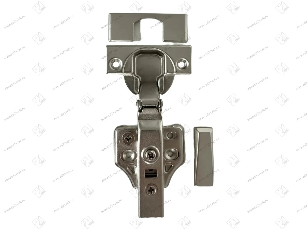 Петля накладная 0мм (16-25мм) 48мм, рег.6-7мм, планка Н=2, 3D, CLIP-ON, 2 накладки+4 самореза, с доводчиком, никель 2