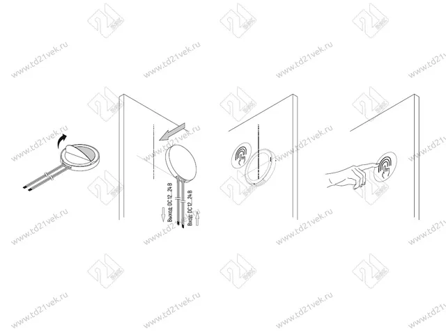 08.800.00.361 Выключатель сенсорный на касание CSS-3, 12В, max 60Вт, IP20, толщина преграды до 60мм, провод 1,5м, встроенный диммер, черный. 4