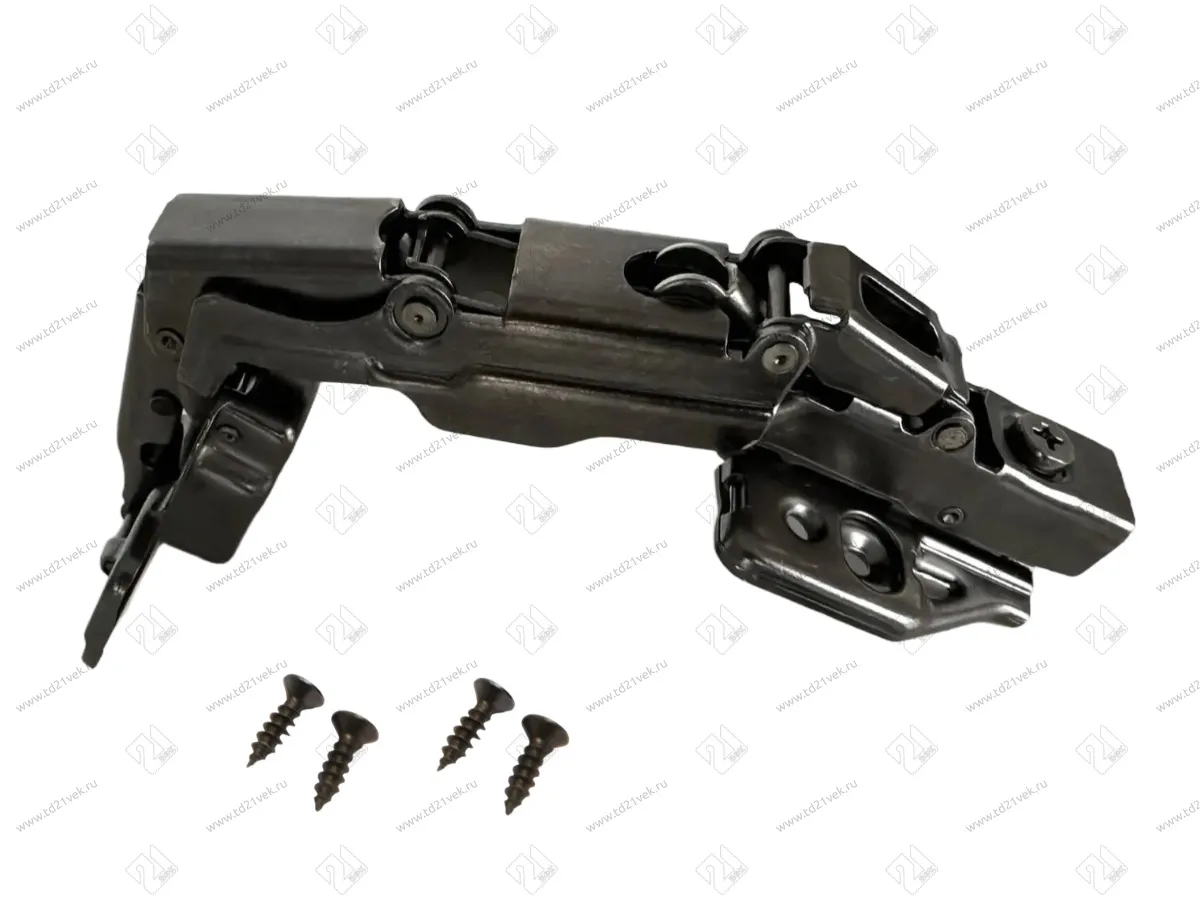 Петля угловая 165°, 48мм, планка Н=2, 3D, CLIP-ON, 4 самореза, с доводчиком, черный 1