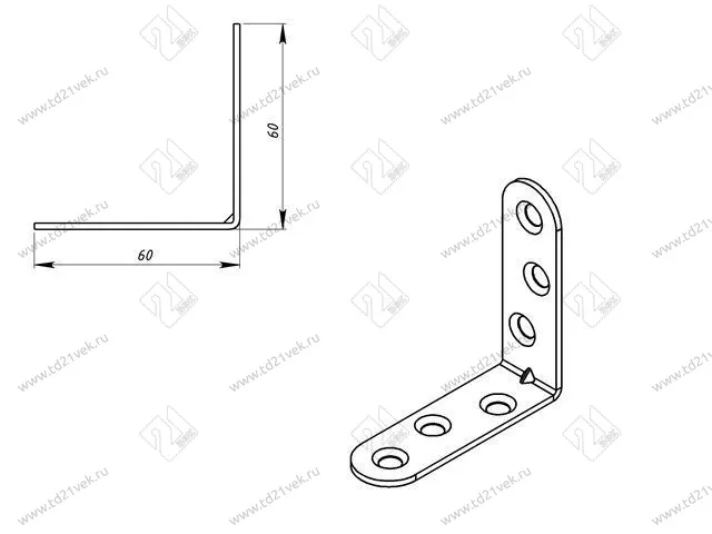 Кронштейн МК 60х60, цинк (100) <300> 2