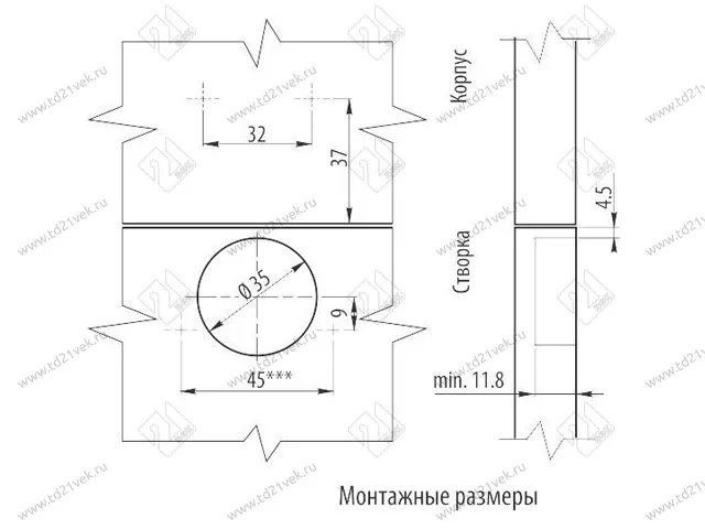 ZP-BICN090ZE Петля накладная GTV c евро, с отв. пл., 48/35мм, Н0 никель (сталь), <250> 3