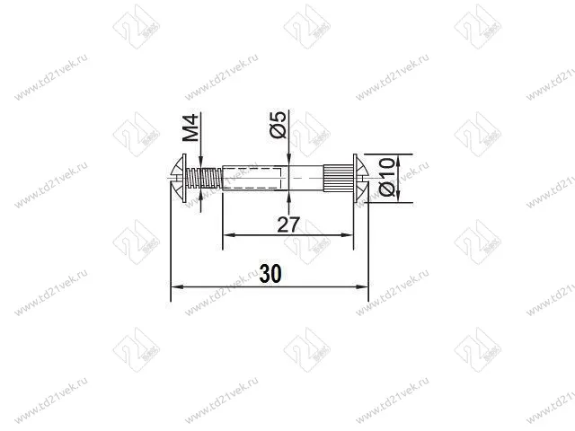 Стяжка межсекционная d=5 M4x30мм  никель KF-02-430  <1000> 2