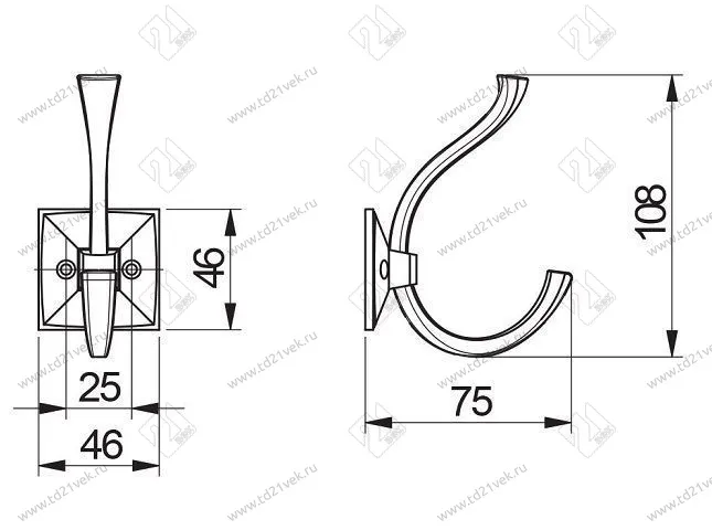 WZ-MADRYT-20M мебельный крючок MADRYT , черный матовый  <15> 2
