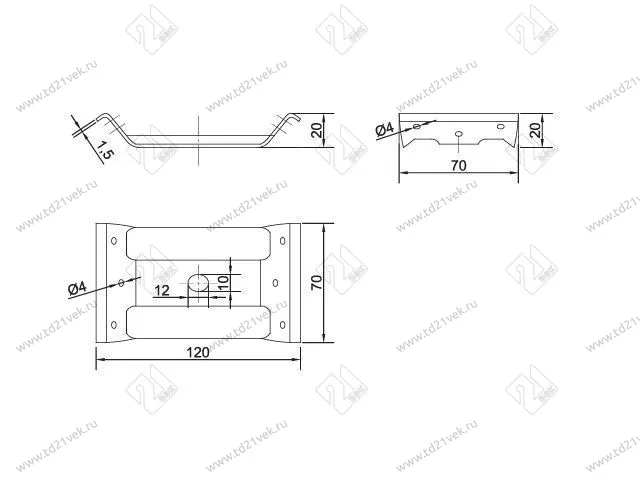 Стяжка стола 1,5 мм с барашком и винтом, цинк 3