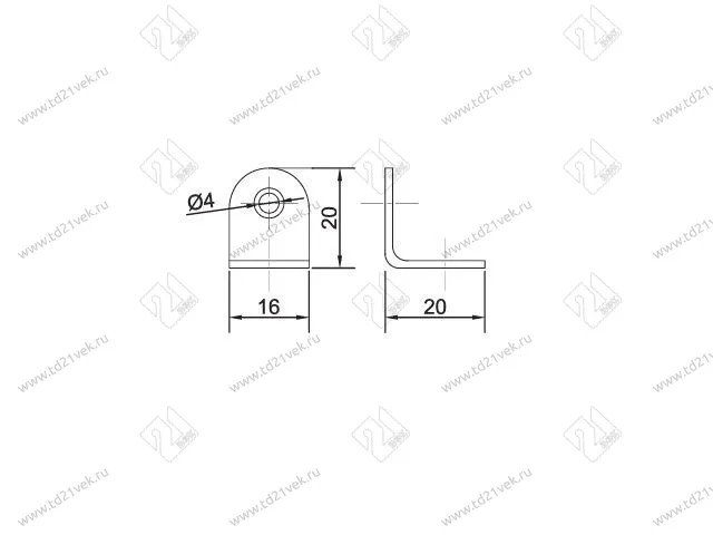 Кронштейн МК 20х20, цинк (100) <1000> 2