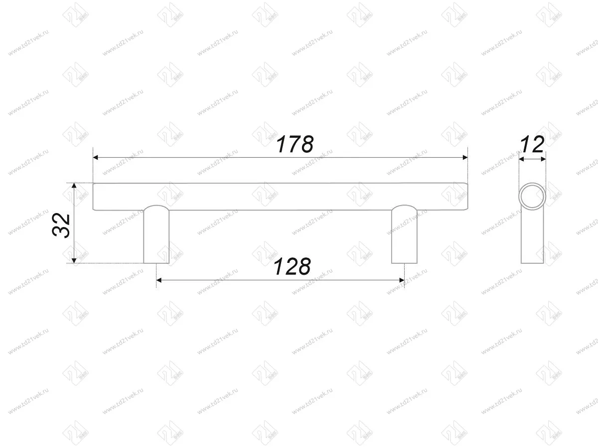 RR002BSG.5/128 Ручка-рейлинг 128 мм , сатиновое золото <20> 2