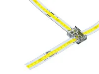 10.800.00.020 Коннектор для T и L соединений с винтами для соедения одноцветных SMD или COB лент 8мм, 12/24В, макс. 6А, прозрачный